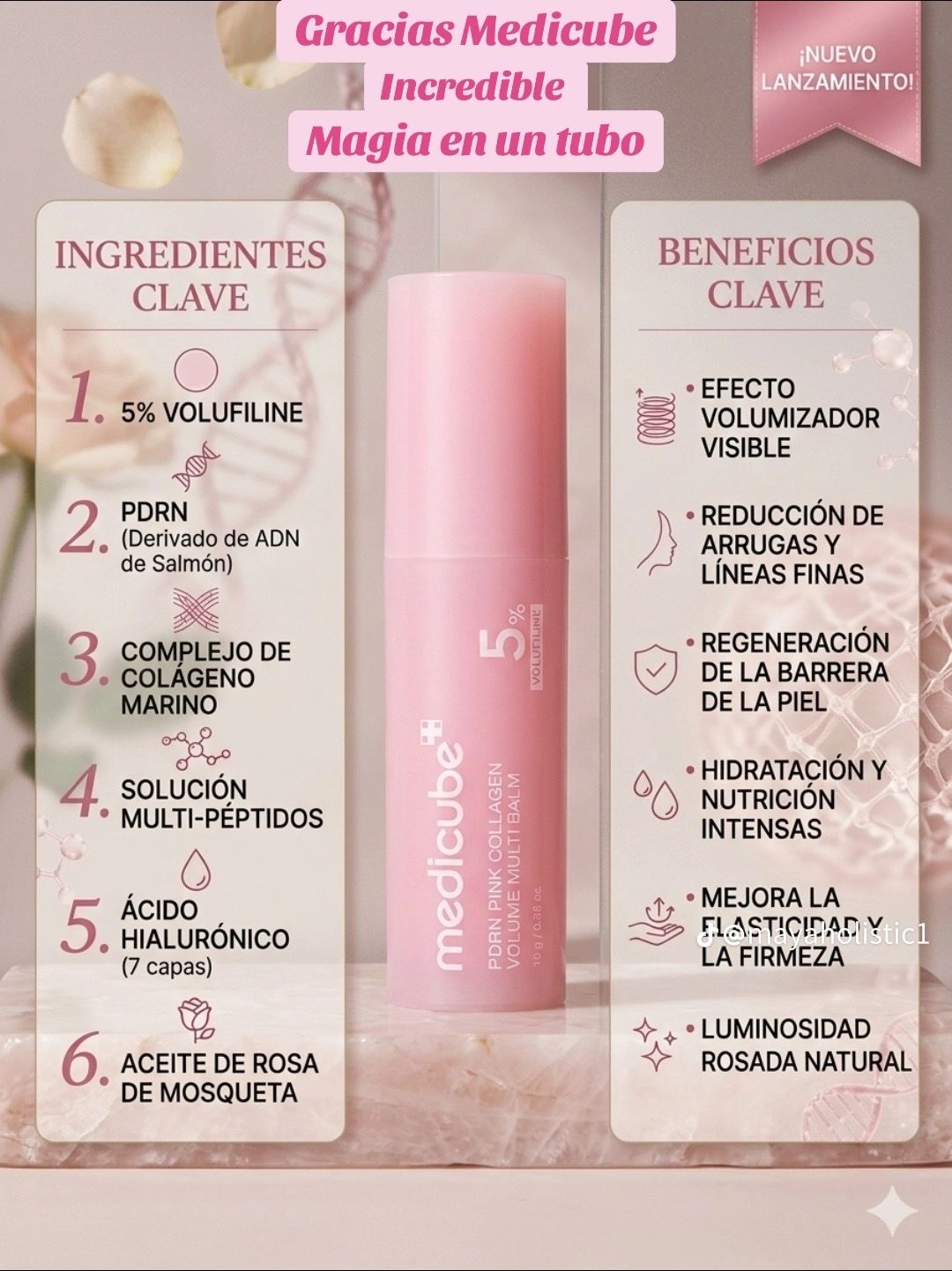 BALSAMO MULTIUSOS VOLUMINIZADOR DE COLAGENO ROSA |  PDRN